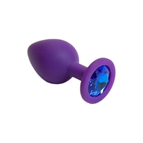 Фиолетовая силиконовая пробка с синим кристаллом малая