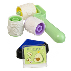 
          Штамп для детей с авокадо, MC-Basir, детские цветные печати с 3 сменными роликами и штемпельной подушкой, 9 см, для рисования и творчества