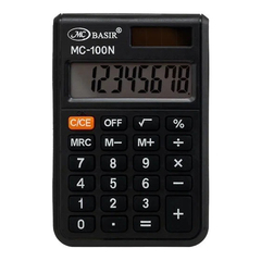 Калькулятор карманный Basir 8 Bit, двойное питание, в обложке-книжке, 9.5*6.5*1.5 см, чёрный