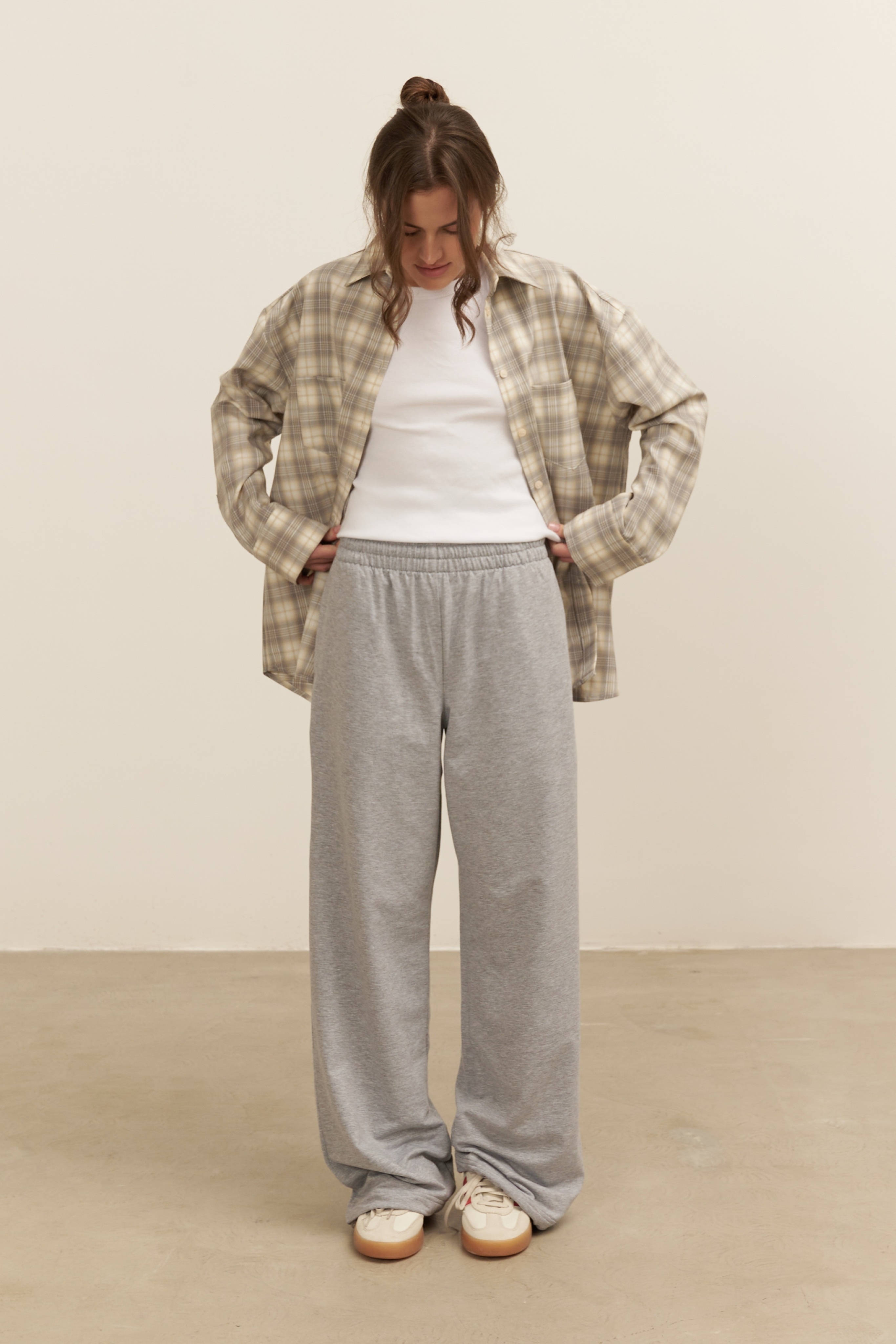 Рубашка 07, серо-бежевая