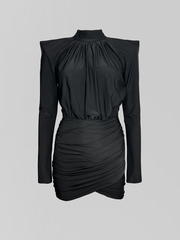 Платье Agdali Brand 1045 однотонное с драпировкой и объемными плечами