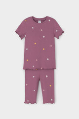 пижама  для девочки  К 1632/темная орхидея,полянка