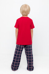 пижама  для мальчика  К 1599/кармин,шотландская клетка