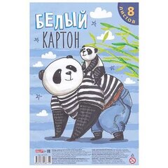 
          Картон белый Проф-Пресс,182*270мм., мелованный, 8 листов, КБС, "Семейство панд"