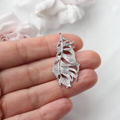 Подвеска с Перо, 42*20 мм, родий, П1001