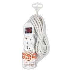 89-0-068 Удлинитель сетевой 3 розетки ПВС 3х1,5мм?, 16А, с/з, с выкл., 3м Very