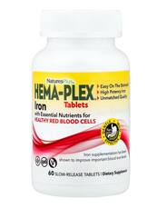 NaturesPlus Hema-Plex, железо с незаменимыми питательными веществами для здоровых эритроцитов, 60 таблеток медленного высвобождения