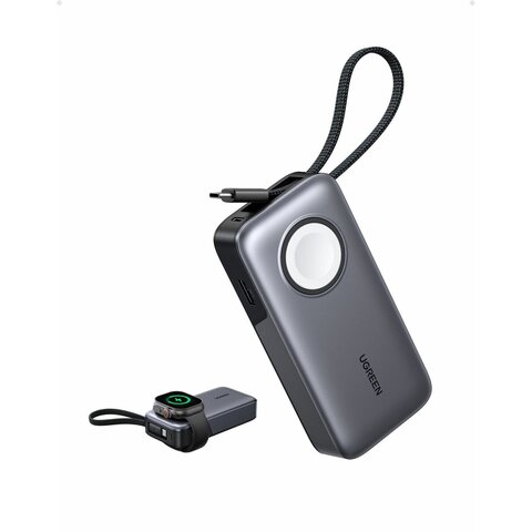 Внешний аккумулятор UGREEN PB527 (55434B) 10000mAh Power Bank 30W с магнитной зарядкой, серый космос