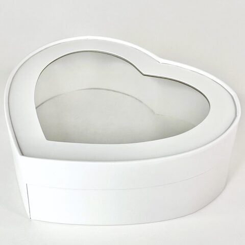 Коробка под зефир ШЛЯПНАЯ СЕРДЦЕ 215*180*70 мм (белая)