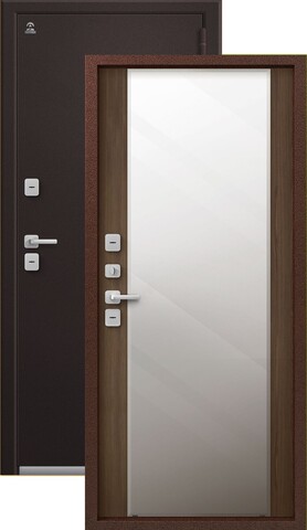 Термодверь входная Центурион Т-6/1 (2026) зеркало, 2 замка, 1,4 мм металл, (шоколад букле+миндаль)