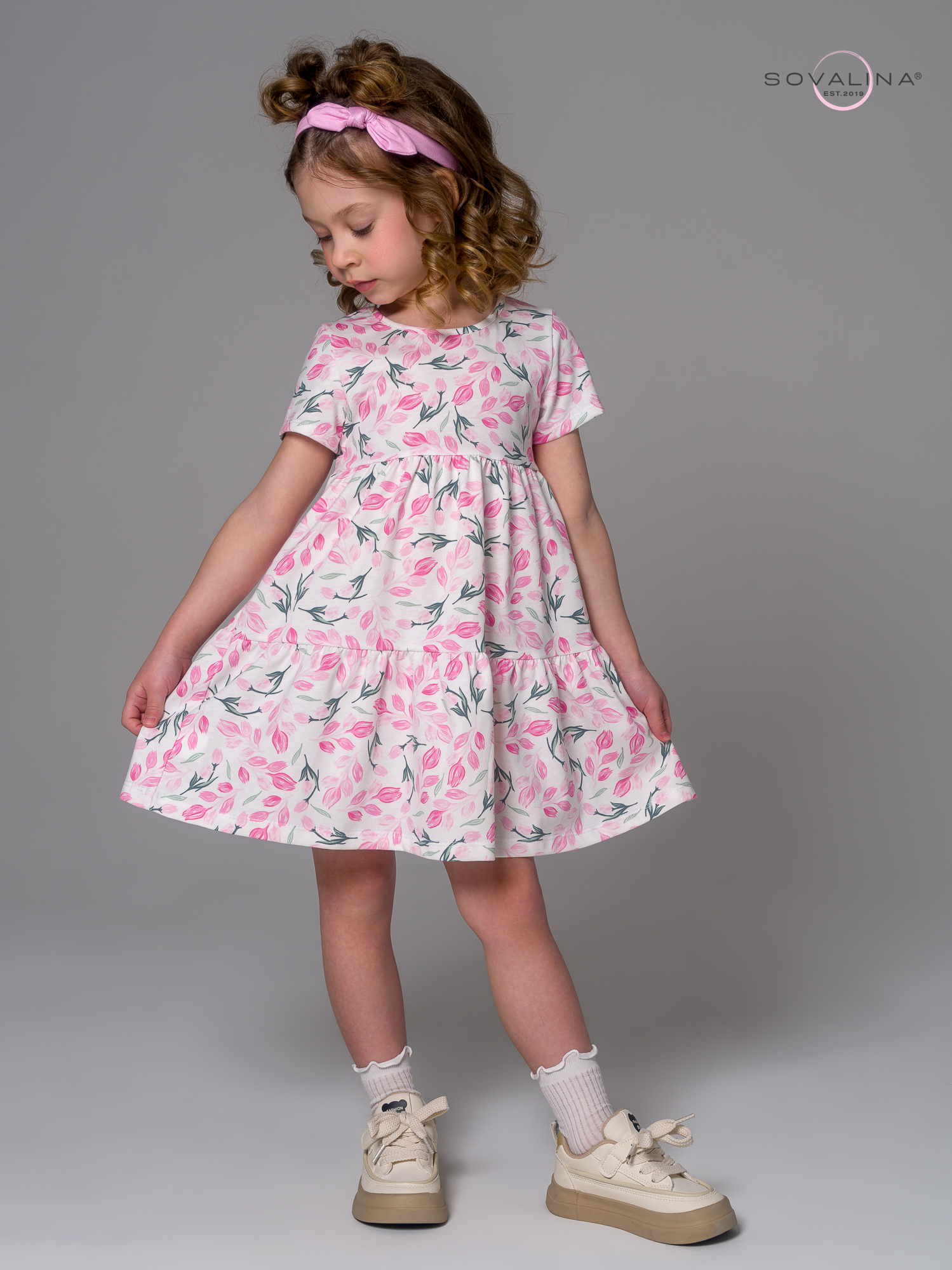 Платье Тия розовые тюльпанчики
