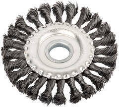 38930М Корщетка "тип колесо" стальная витая проволока // посадочный диаметр 22,2 мм // 125мм // MOS