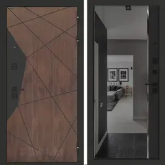 Входная металлическая дверь Бункер БН-14 зеркальная вставка тонированная Черный кварц