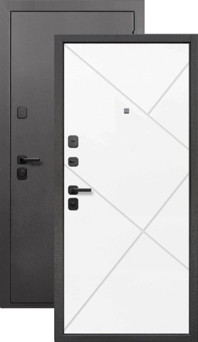 Дверь входная Бронин Грань 7, 2 замка, 1,2 мм металл, (серебро антик+белый эмалит)