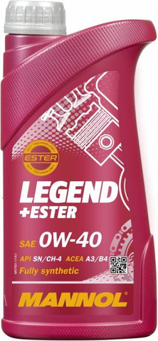 СИНТЕТИЧЕСКОЕ МОТОРНОЕ МАСЛО MANNOL LEGEND ESTER 0W-40 1 Л. MN7901-1 (1000) (Аналог 7520, 105891)