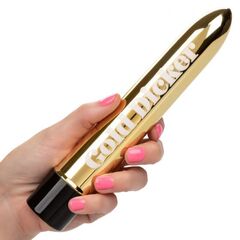 Золотистый классический вибратор Naughty Bits Gold Dicker Personal Vibrator - 19 см. - 