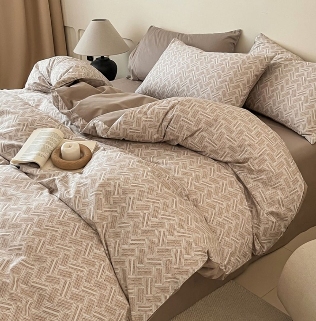 Комплект Полуторка Сатин Бежевый елочка