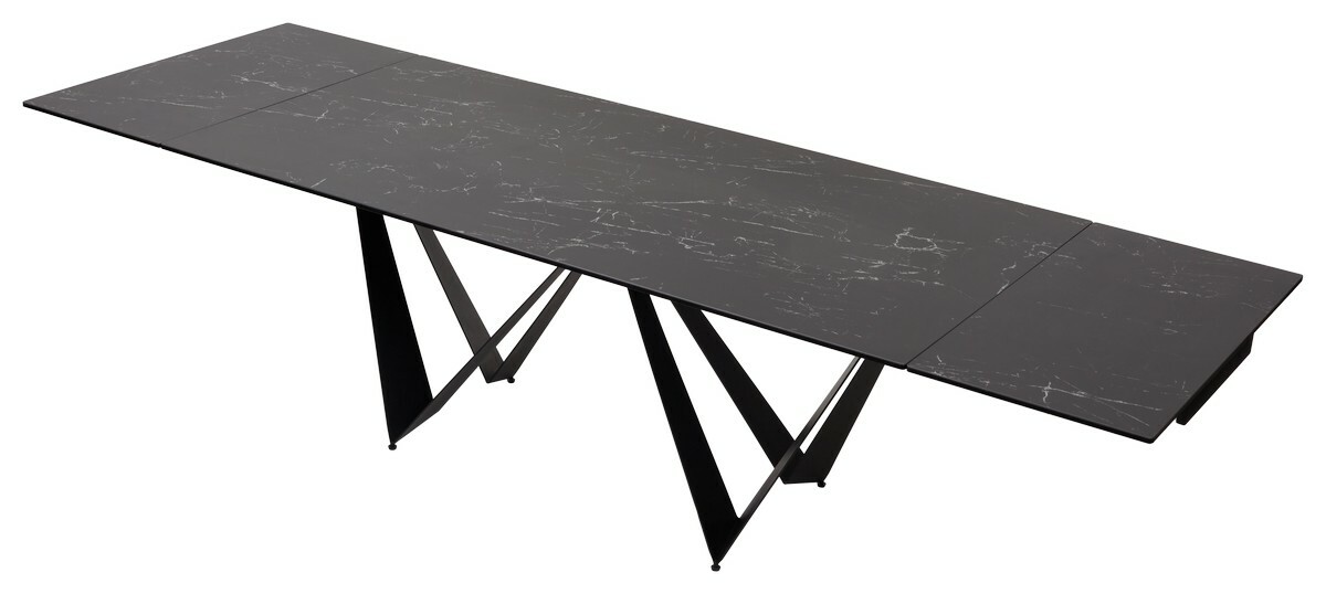 Стол RIETI 200 NERO KL-116 Черный мрамор матовый, итальянская керамика/ черный каркас, DISAUR