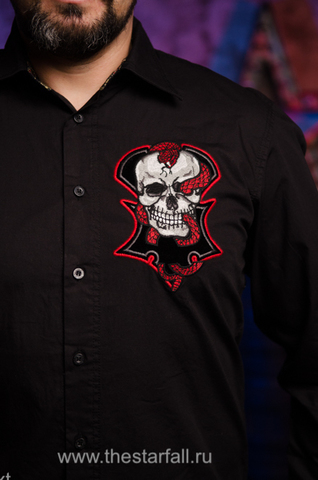 Rebel Spirit | Рубашка мужская LSW141642 передний принт череп