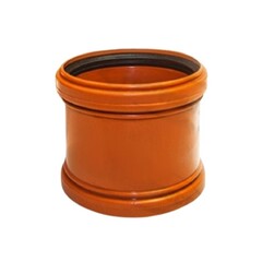 Муфта ПП (полипропилен) для наружной канализациии Дн 110 двухраструбная (соединительная, с упором), РосТурПласт