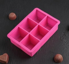 Форма для льда «Кубик» розовая, фото 1