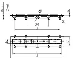 Трап линейный для пола, боковой слив MCH CH350K1