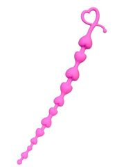 Розовая силиконовая анальная цепочка Long Sweety - 34 см. - 