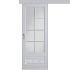 Купить Межкомнатная одностворчатая дверь купе эмаль VFD Glanta Ett Cotton серая остеклённая