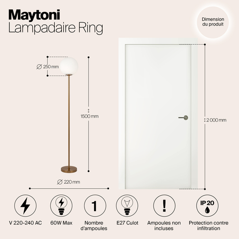 Напольный светильник Maytoni Ring MOD013FL-01BS