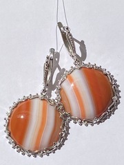 Агат сардоникс (серьги из серебра)