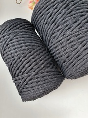 Anthracite cotton cord 3 mm