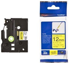 Эластичная лента для наклеек Brother Tze-FX631 - ширина 12 мм, черный шрифт на желтом фоне