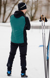 Премиальный костюм для лыж и зимнего бега Nordski Hybrid Hood Pro Black-Alpine Green
