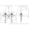 Gessi 316 Смеситель для раковины на 3 отверстия, без донного клапана, излив 156мм, h=269мм, цвет: brushed black metal pvd 54411#707