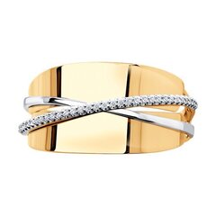018775 - Широкое кольцо из золота с дорожкой из фианитов