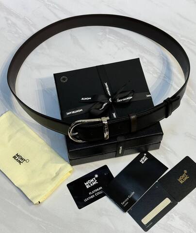 Двусторонний ремень Montblanc из кожи черного цвета 35мм