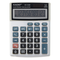 Калькулятор настольный Kadio 8 Bit, двойное питание, LCD, 13.9*10.4*2.6 см, серый
