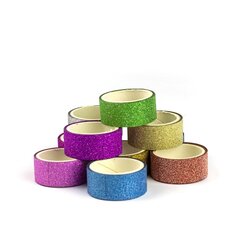 
          Декоративная клейкая лента Alingar, 1,5 см х1,83 м, 10 шт, "Блестящие", аcсорти, в индивидуальной упаковке