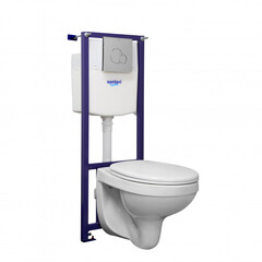 Santeri Пэк Альфа 138159S0000B0 Подвес. унитаз с сиденьем полипр, инсталляция, панель хром. глянец фото