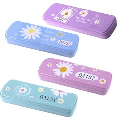 
          Пенал металлический 2 отделения Alingar, таблица умножения, 55 х 190 мм, "Daisy", ассорти (голуб,роз,фиолет, бирюз), цветочки