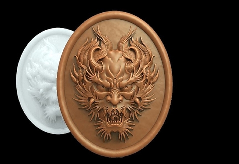 Силиконовый молд № 481 Медальон Голова Демона , маска Хання