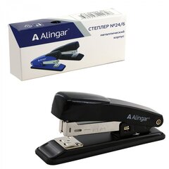 
          Степлер №24/6 Alingar, на 20 л., корпус металлический, черный