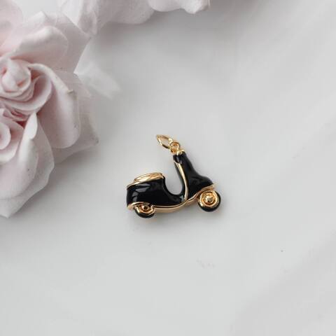 Подвеска Скутер с чёрной эмалью, 20*18 мм, позолота, П1003