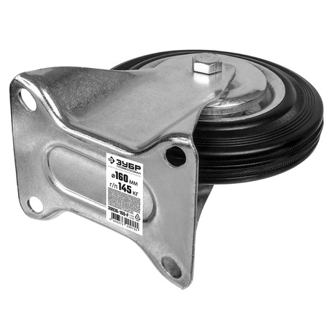 ЗУБР d 160 мм, г/п 145 кг, игольчатый подшипник, резина/металл, неповоротное колесо, Профессионал (30936-160-F)