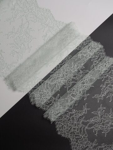 Кружево шантильи дымчатый ментол неэластичное ширина 22 см длина 1.45 м