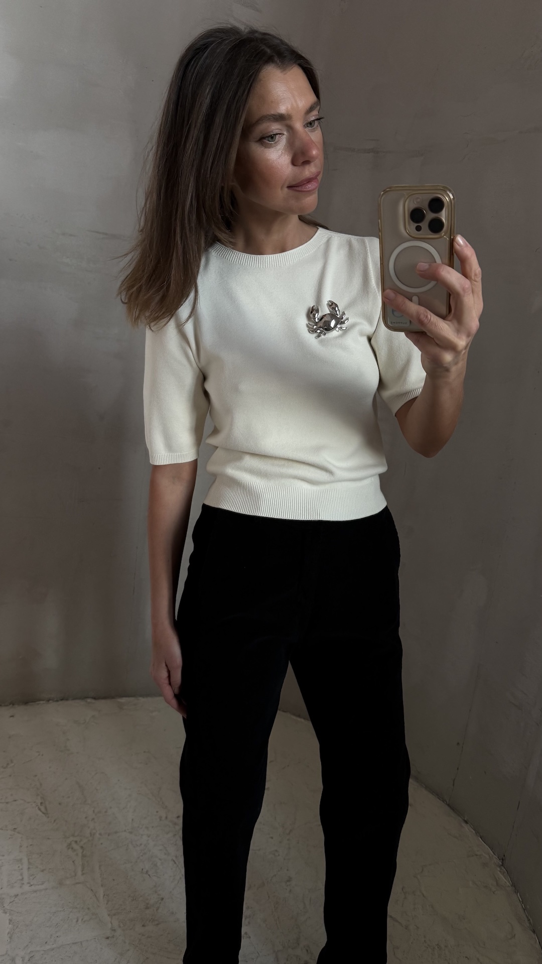 Джемпер из мягкого трикотажа с короткими рукавами