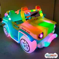 Парковый электромобиль «Полицейский джип» детский, 2 места, на батареях с подсветкой