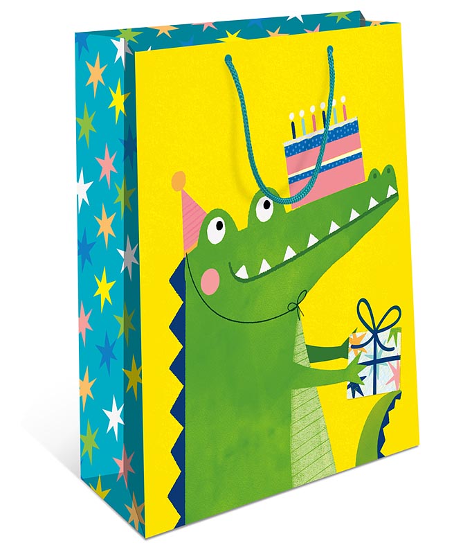 Пакет подарочный S вертикальный, Крокодил, 18*23*10 см (Д*В*Ш)