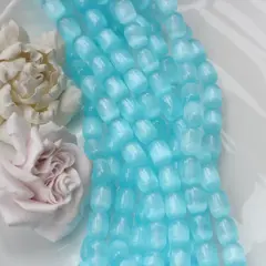 Селенит бусины, бочонок, голубой, 12*9 мм, 1 нить, К016