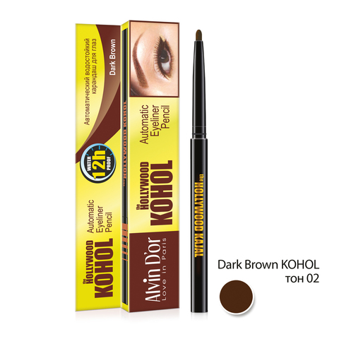 Alvin D`or P-6 Карандаш для глаз автоматический водостойкий тон 02 dark brown KOHOL HOLLYWOOD